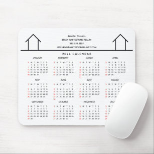 Real Estate Company House Custom 2024 Calendar Mouse Pad