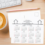 Real Estate Company House Custom 2024 Calendar Postcard<br><div class="desc">This modern realtor postcard calendar is custom made with your realty company name under the the agent name in chic typography. These minimalist black and white calendar postcards features a simple line drawing of a house. Contemporary marketing gift for a real estate agent working to help you buy a home....</div>