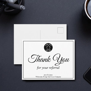 Real Estate Company Logo Custom Realtor Thank You Postcard