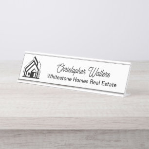 Real Estate Company Logo Customized Realtor Desk Name Plate