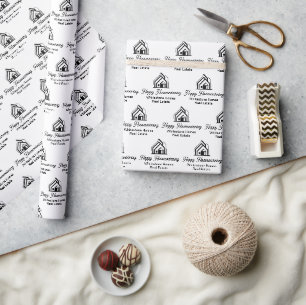 Real Estate Company Logo Happy Housewarming Wrapping Paper