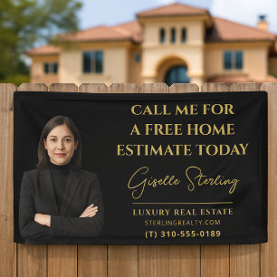 Real Estate Company Marketing Black and Gold Banner