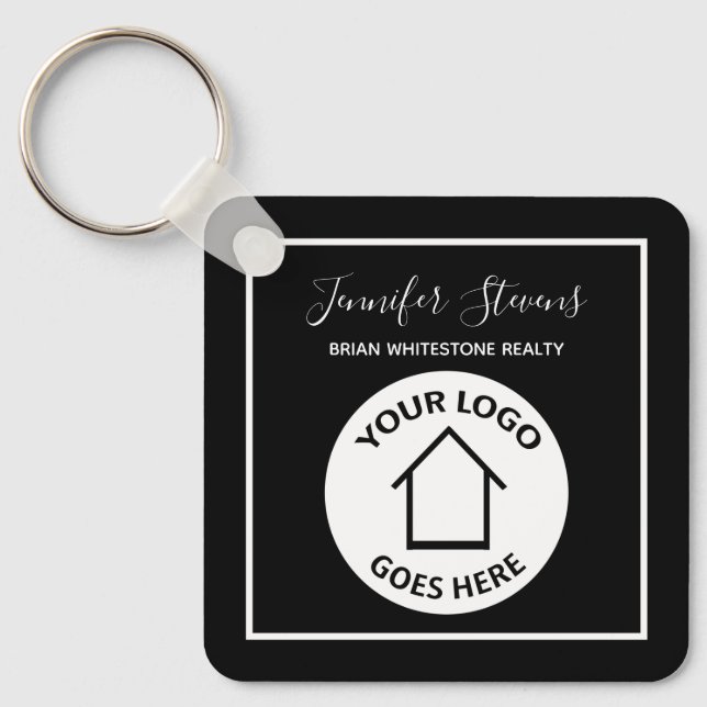 Real Estate Company Modern Logo Custom Black Key Ring (Front)