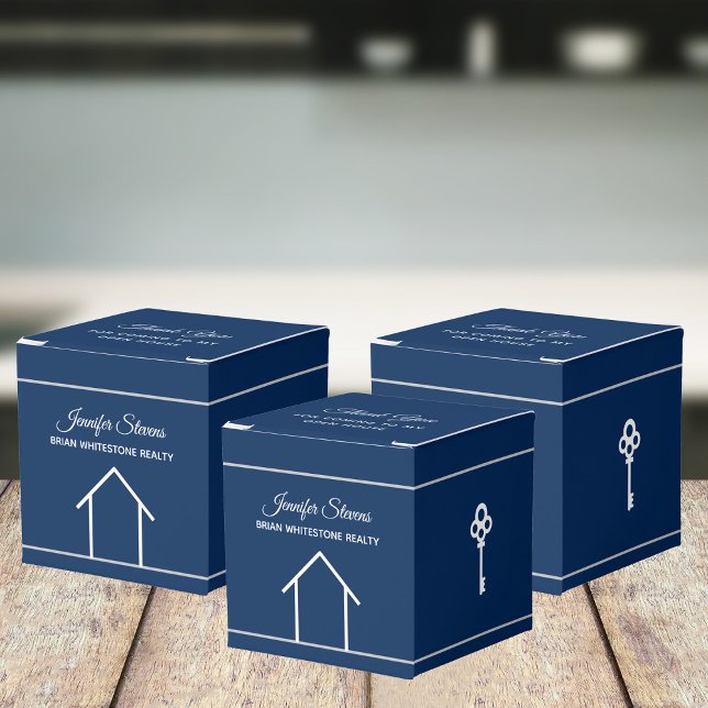 Real Estate Company Open House Blue Marketing Favour Box (Creator Uploaded)