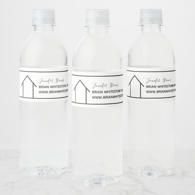 Real Estate Company Open House Custom Realtor Water Bottle Label (Bottles)