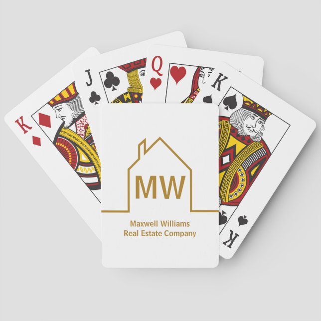 Real Estate Company Personalised Chic Gold Realtor Playing Cards (Back)