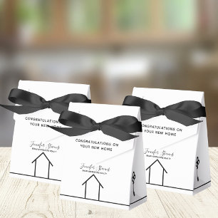 Real Estate Company White New Home Congratulations Favour Box