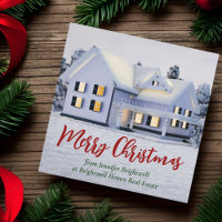 Real Estate Company Winter Christmas Magnetic Card