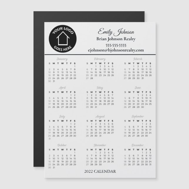 Real Estate Company Your Logo 2022 Calendar Magnet (Front/Back)