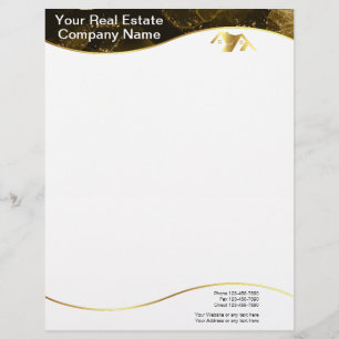 Real estate. Construction. Black Gold Custom Letterhead