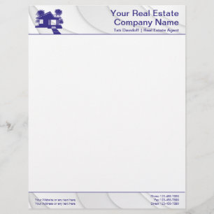 Real estate. Construction. Blue Silver  Custom Letterhead