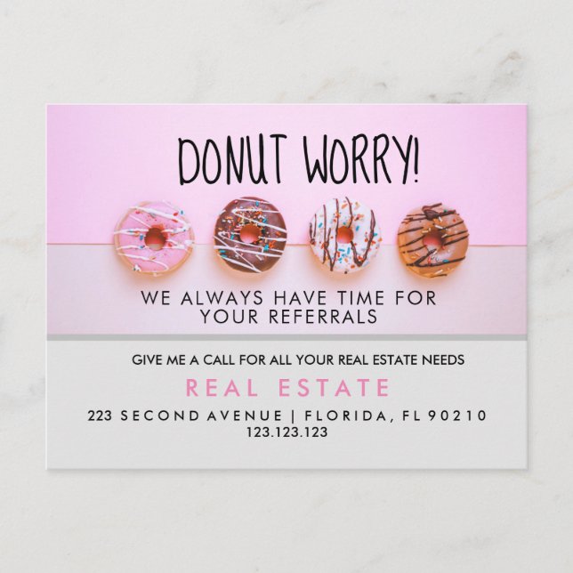 real estate doughnut referrals Announcement  (Front)
