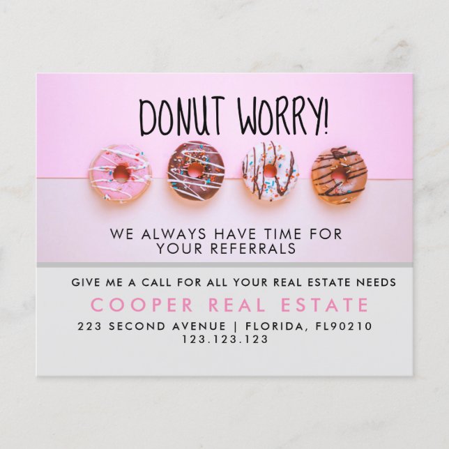 real estate doughnut referrals Announcement  Flyer (Front)
