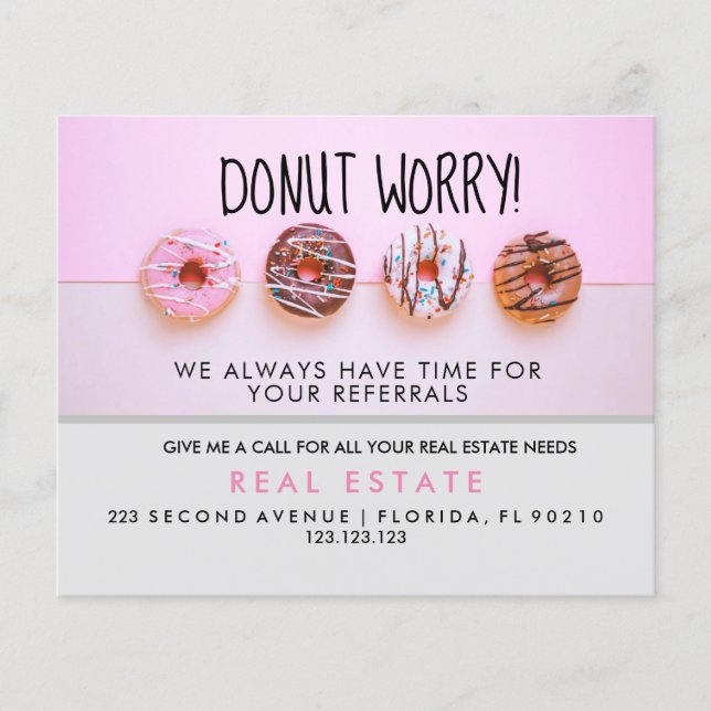 real estate doughnut referrals Announcement  Flyer (Front)