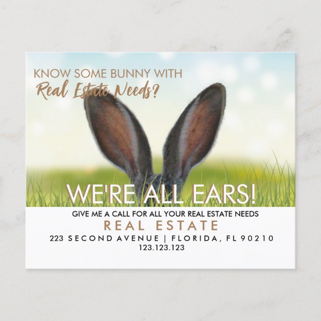 real estate easter bunny referrals Announcement  Flyer (Front)