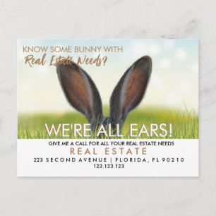 real estate easter bunny referrals Announcement  Postcard