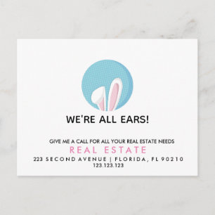 real estate easter bunny referrals Announcement  Postcard