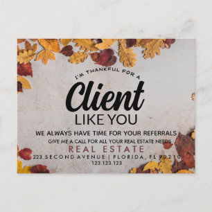 real estate FALL referrals Announcement Postcard