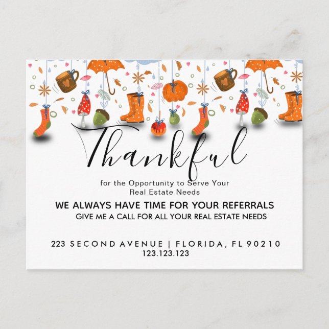 real estate FALL referrals Announcement Postcard (Front)