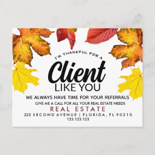 real estate FALL referrals Announcement Postcard