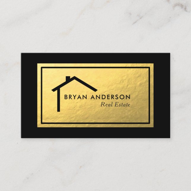 Real Estate Faux Gold Foil Business Card (Front)