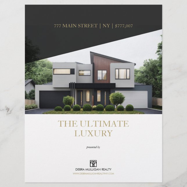 Real Estate Feature Sheet Elegant Custom Flyer (Front)