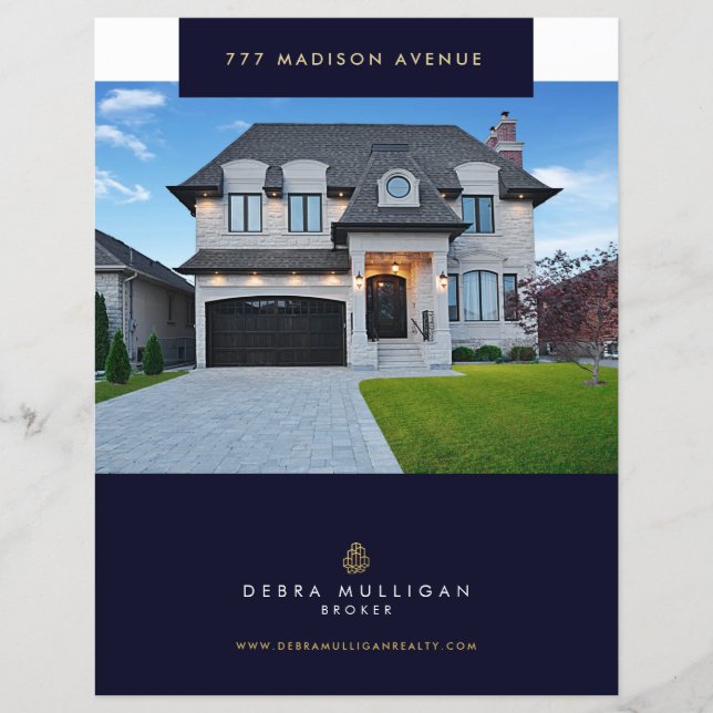 Real Estate Feature Sheet Elegant Custom Flyer (Front)