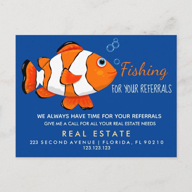 real estate Fishing for referrals Announcement (Front)