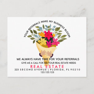 real estate Flowers referrals Announcement Postcard