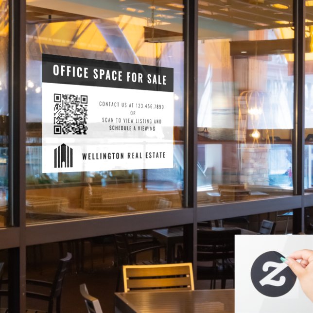 Real Estate For Sale QR Code Black White (Restaurant Window)