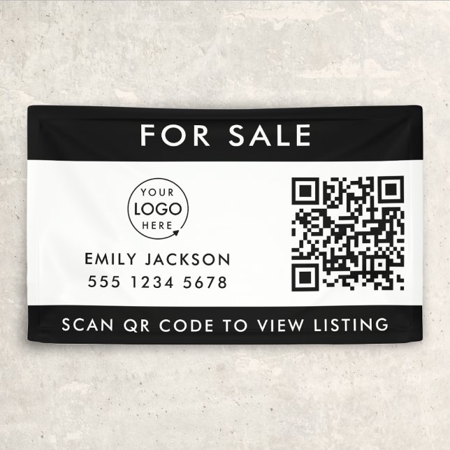 Real Estate | For Sale QR Code Listing Black White Banner (Creator Uploaded)