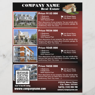Real Estate – Glossy QR code flyer – Red (QR450)