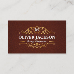 Real Estate Gold Luxury Properties Leather Business Card