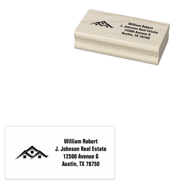 Real Estate Golden House Logo Modern Realtor Rubber Stamp (Stamped)