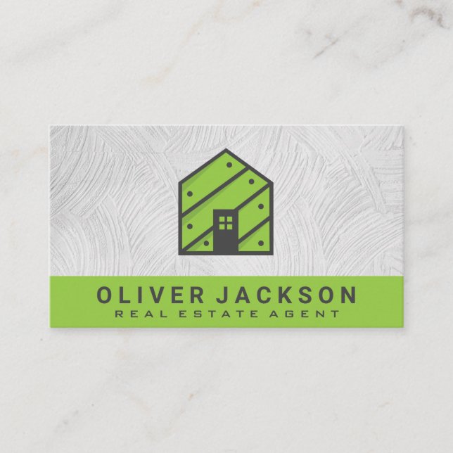 Real Estate Green Icon | Property Business Card (Front)