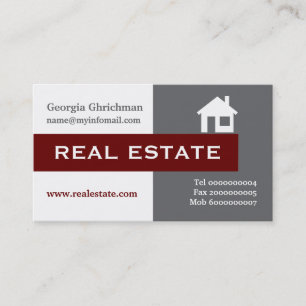 Real estate grey, white, red eye-catching business card