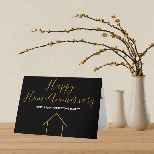 Real Estate Happy Home Anniversary Chic Custom Card (Creator Uploaded)