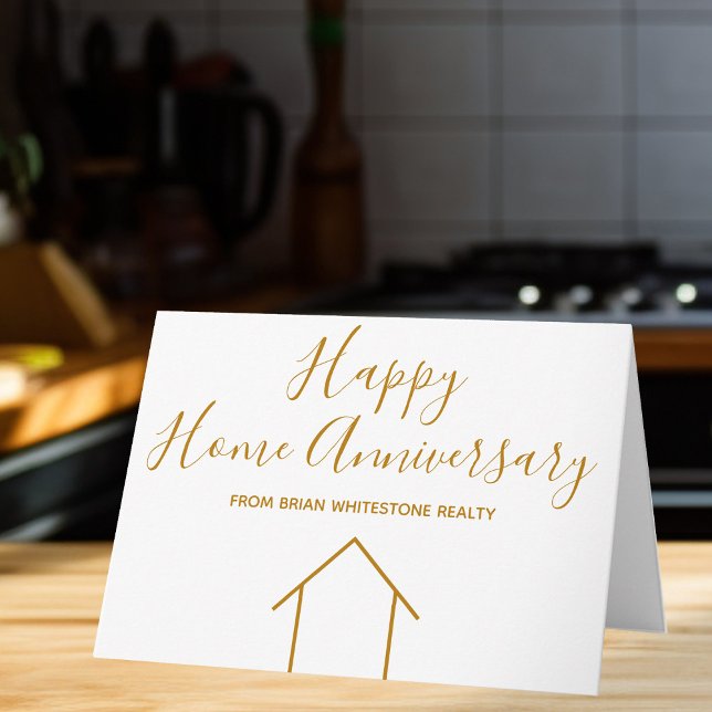 Real Estate Happy Home Anniversary Chic Gold Card (Creator Uploaded)