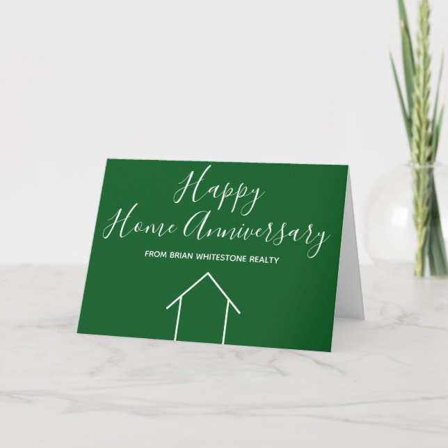 Real Estate Happy Home Anniversary Custom Green Card (Front)