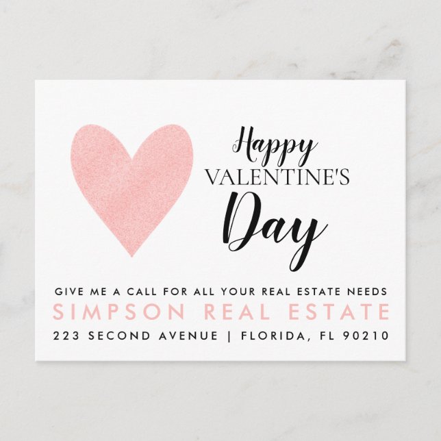 real estate Happy Valentine's Day Announcement Postcard (Front)