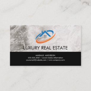 Real Estate Home Icon   Marble Business Card