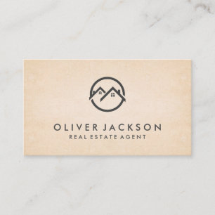 Real Estate Home Icon   Paper Texture Business Card