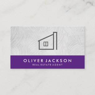 Real Estate Home Icon   Purple Trim Business Card