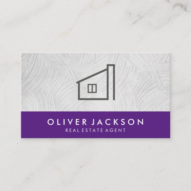 Real Estate Home Icon | Purple Trim Business Card (Front)