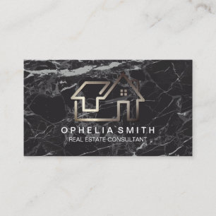 Real Estate Home Logo Properties Marble Business Card