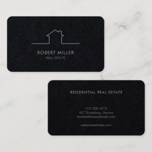 Real Estate Home Logo Realtor Black Business Card