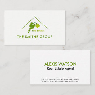 Real Estate Home Roof and Keys Business Card
