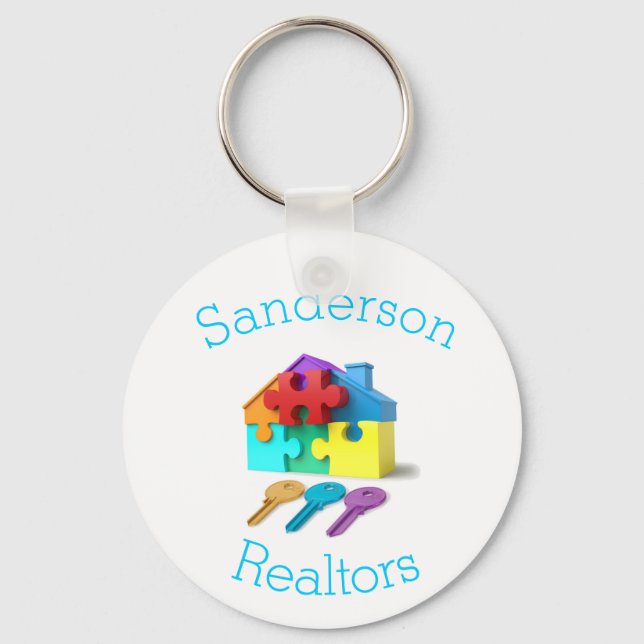 Real Estate, House and Keys, Realtor, estate agent Key Ring (Front)