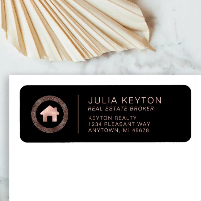 Real Estate House Black Rose Gold Return Address (Creator Uploaded)