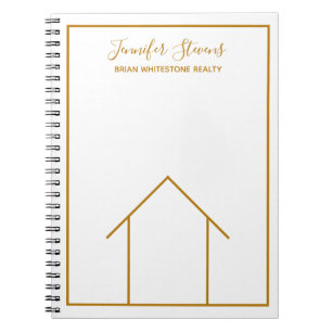 Real Estate House Chic Gold White Custom Realtor Notebook